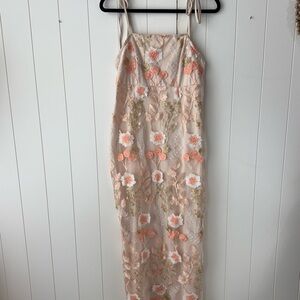 Shein Curve Peach/Blush Floral Embroidery 0XL Whimsy
